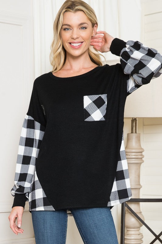Plaid Pull-On Tunic Top