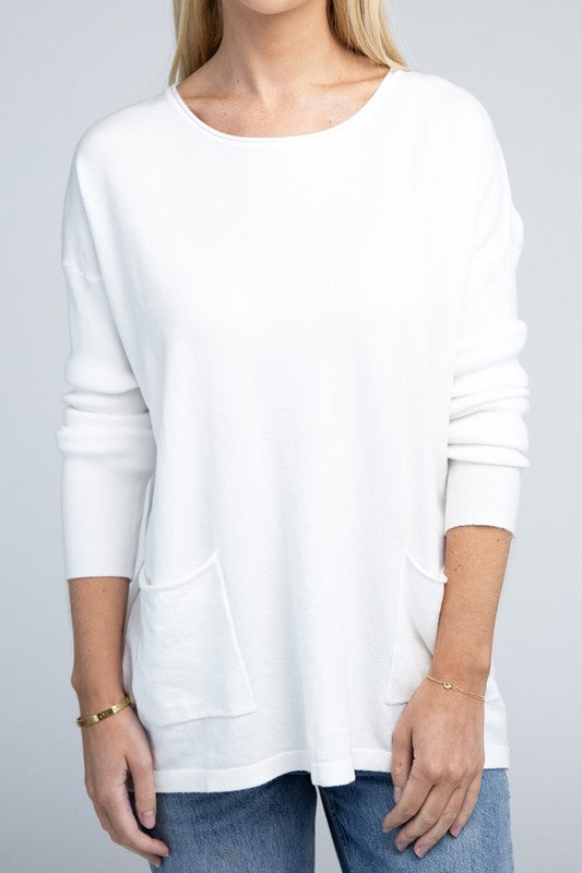 Modest Front Pockets Sweater Top